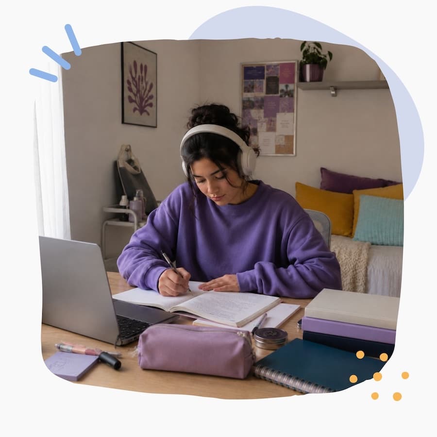 Estudiante en una videollamada con su tutora en Claritu